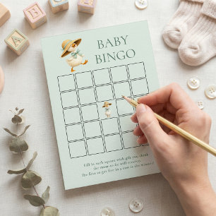 Süße Alberne-Gans-Bingo-Türkis-Baby-Shower-Spielka Einladung