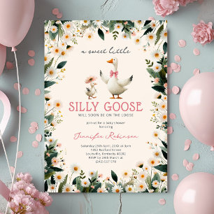 Süße alberne Gans Blumen-Babyshower Einladung