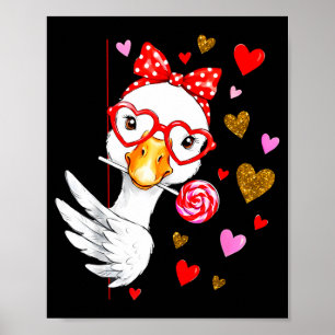 Süße alberne Gans Kokette Schleife Valentinstag Mä Poster