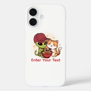 Süße Alien-Katzen-Ramen Kawaii-Kunst iPhone 16 Hülle