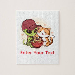 Süße Alien-Katzen-Ramen Kawaii-Kunst Puzzle