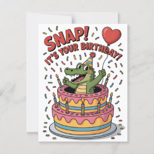 Süße Alligator-Geburtstagstorte Party-Design Postkarte
