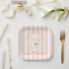 Süße Alpaka mit Ballon Blush Rosa Kindergeburtstag Pappteller