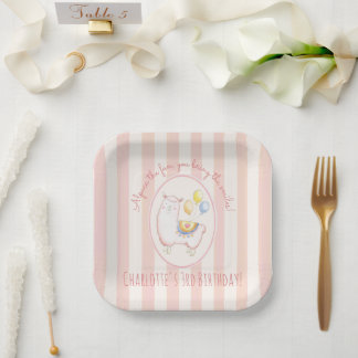 Süße Alpaka mit Ballon Blush Rosa Kindergeburtstag Pappteller