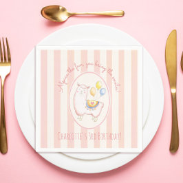 Süße Alpaka mit Ballon Blush Rosa Kindergeburtstag Serviette