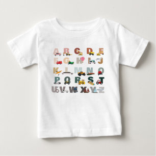 Süße Alphabet-ABC-LKWs, Transportfahrzeuge Baby T-shirt