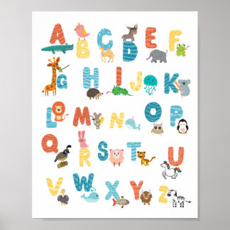 Süße Alphabetposter-Tiere Poster