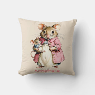 Süße altmodische Maus und Mäusling personalisieren Kissen