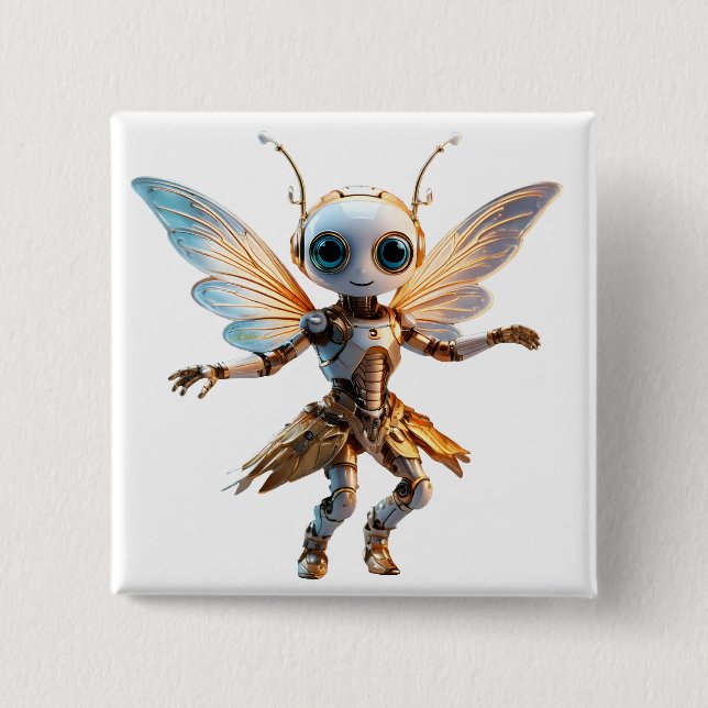 Süße Ameisen-Mädchen tanzender Roboter Pixie Button (Vorderseite)