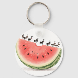 Süße Ameisen Wassermelonen-Scheibe Schlüsselanhänger