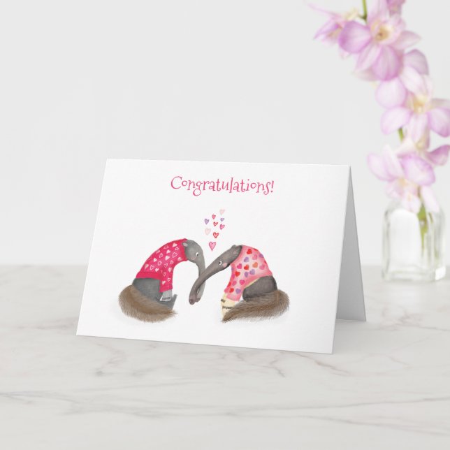 Süße Ameisenbären in Liebeshochzeit oder Verlobung Karte (Orchidee)