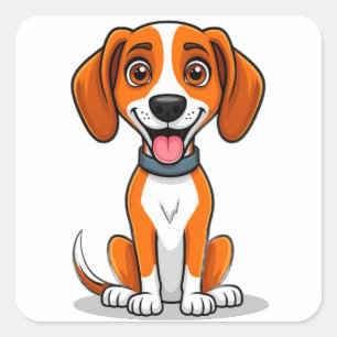 Süße American Foxhound Haustierliebhaber-Hunde-Ill Quadratischer Aufkleber