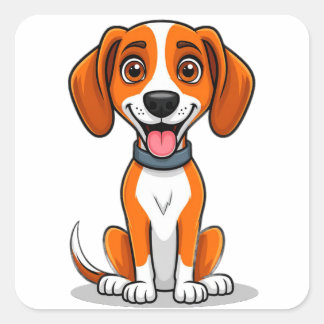 Süße American Foxhound Haustierliebhaber-Hunde-Ill Quadratischer Aufkleber