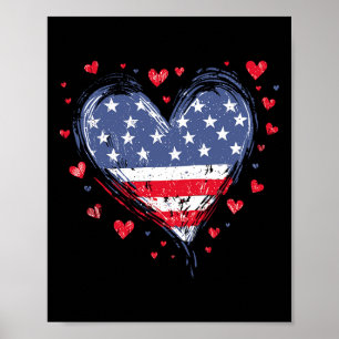 Süße amerikanische Flagge Herz Usa Patriotische Fr Poster