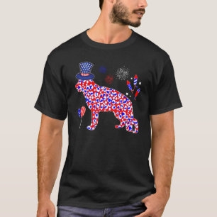 Süße amerikanische Flagge Leopard Deutsche Schafhu T-Shirt