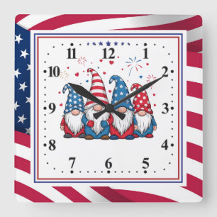 Süße amerikanische Gnome Cartoon-68123 Quadratische Wanduhr