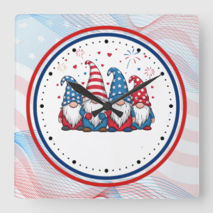 Süße amerikanische Gnome Cartoon-68123 Quadratische Wanduhr
