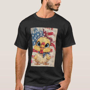 Süße Amerikanische Henne Und Amerikanische Flagge T-Shirt