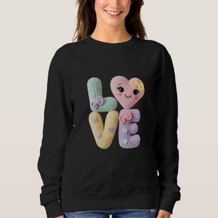 Süße Amigurumi-Häkelliebesbriefe Kawaii-Herz Sweatshirt