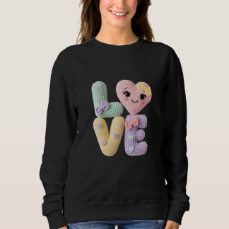Süße Amigurumi-Häkelliebesbriefe Kawaii-Herz Sweatshirt