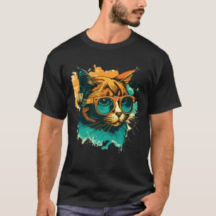 Süße anamorphe Brille tragende Katze einzigartige T-Shirt