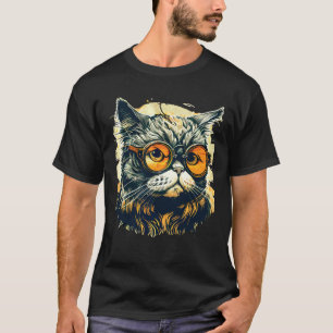 Süße anamorphe brillentragende Katze einzigartige T-Shirt
