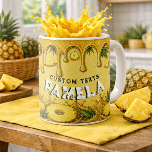 Süße Ananas-Frucht-Drip-Art Retro-Gartenparty Kaffeetasse