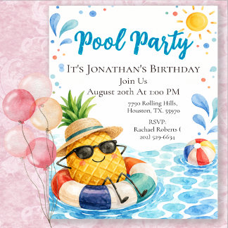 Süße Ananas-Kinder-Geburtstags-Poolparty Einladung