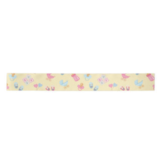 Süße Anfänge Baby-Geschenkpapier – Mattes Finish Satinband