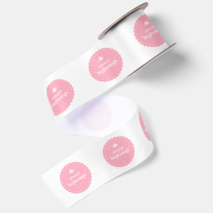 Süße Anfänge Rosa und Weiße Babyparty-Siegel Satinband