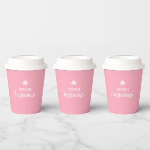 Süße Anfänge Rosa und Weiße Mädchen-Baby-Party Pappbecher