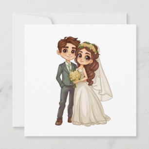 Süße Anime-Braut und Bräutigam Hochzeitseinladung Einladung