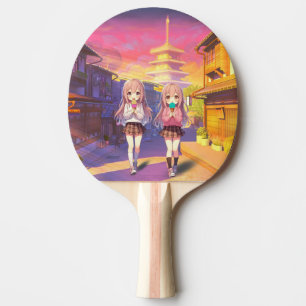 Süße Anime-Eiscreme-Mädchen Tischtennis Schläger