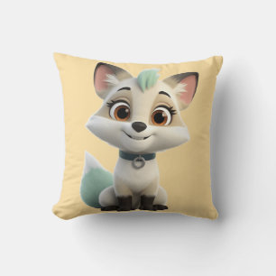 Süße Anime-Eisfox-Chibi-Kissen — Pastell-Mint-A Kissen