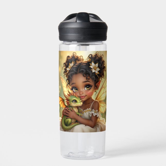 Süße Anime-Fee und Chibi-Drache Trinkflasche (Vorderseite)