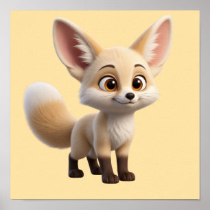 Süße Anime-Fennec-Fuchs-Chibi-Kunstposter — Kawaii Poster