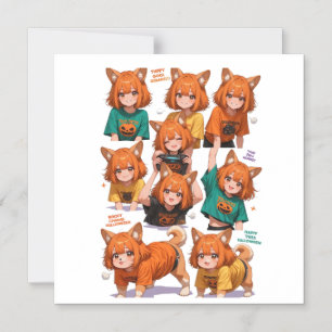 Süße Anime-Fuchs-Mädchen Magneteinladung