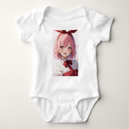 Süße Anime-Girl-Illustration mit rosa Haaren Baby Strampler