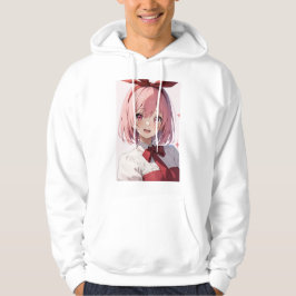 Süße Anime-Girl-Illustration mit rosa Haaren Hoodie