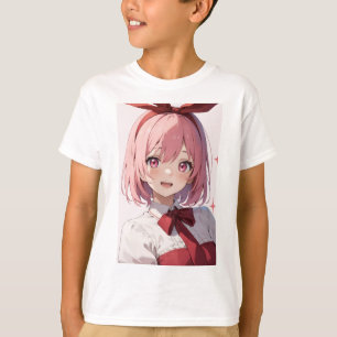 Süße Anime-Girl-Illustration mit rosa Haaren T-Shirt