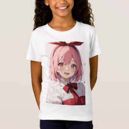 Süße Anime-Girl-Illustration mit rosa Haaren T-Shirt