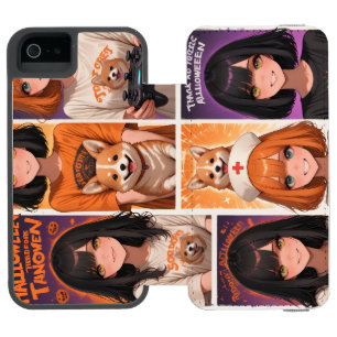 Süße Anime-Halloween-Collage-Kunst Gruselige Mäd Incipio Watson™ iPhone 5 Geldbörsen Hülle