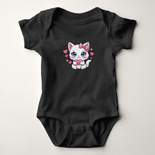 Süße Anime-Katze mit Herz Baby Strampler