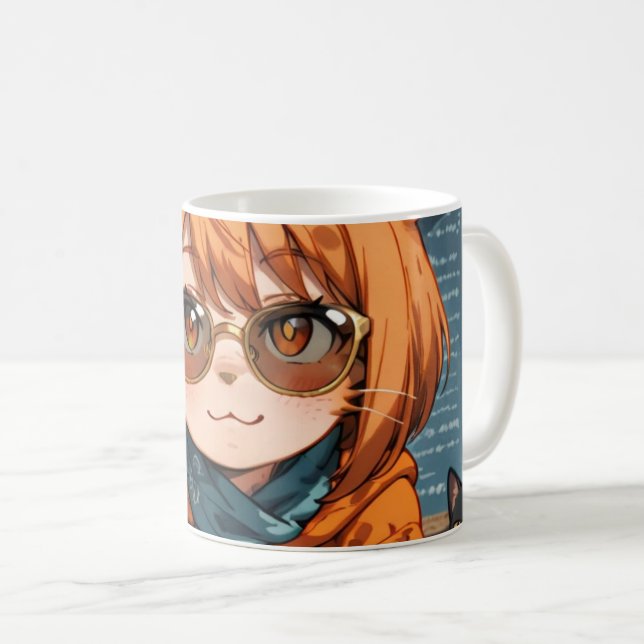 Süße Anime-Katzengirl  Kaffeetasse (VorderseiteRechts)