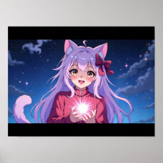 Süße Anime-Katzengirl Poster