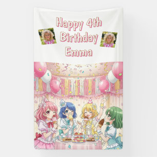 Süße Anime-Mädchen-Eiscreme-Geburtstagsfeier Banner