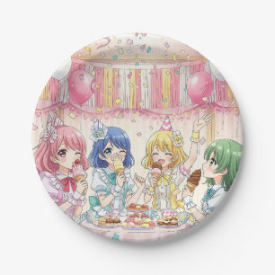 Süße Anime-Mädchen-Eiscreme-Geburtstagsfeier Pappteller