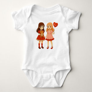 Süße Anime-Mädchen Valentinstag Baby Strampler