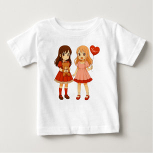 Süße Anime-Mädchen Valentinstag Baby T-shirt