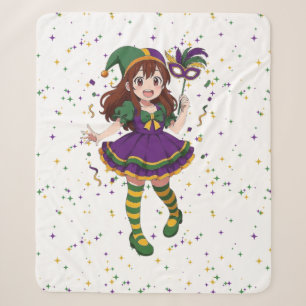 Süße Anime-Mardi-Gras-Frau Sherpadecke